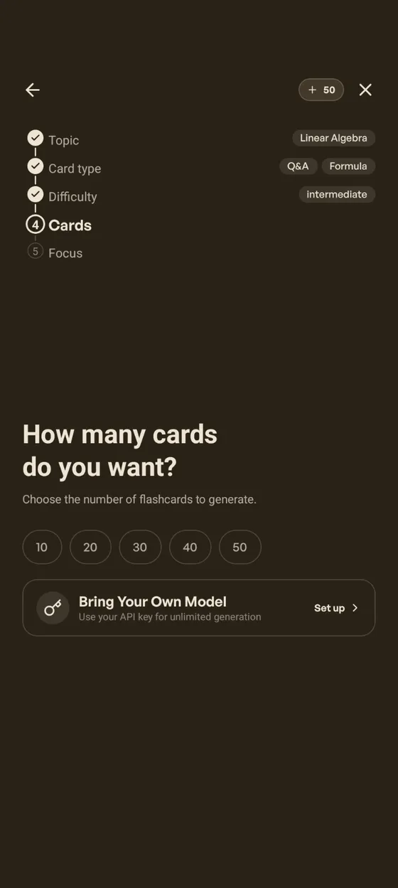 Step 4 after claiming credits — +50 badge shown